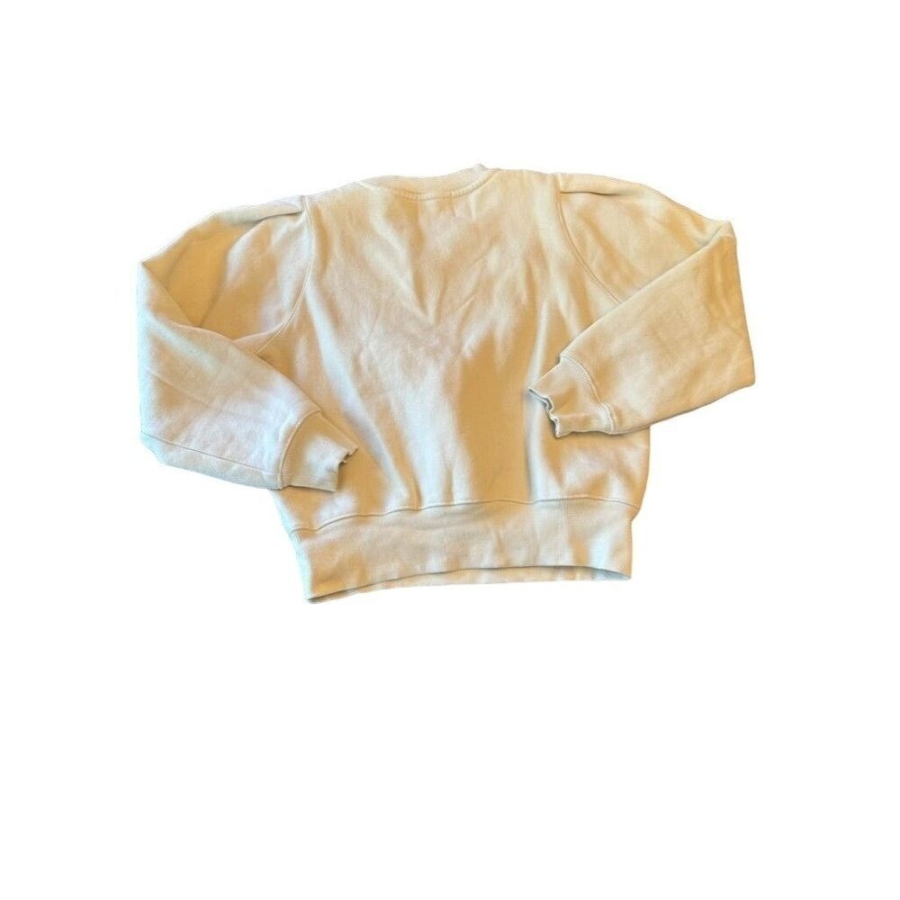 All Row Sweatshirt Cream V-Seam Puff Shoulder Cotton Fleece Pullover Crew Neck